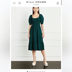 Hill House Teal Green Midi Dress with Puff Sleeves